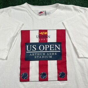 VTG USTA T-Shirt Men's White XXL 1997 US Open Arthur Ashe Stadium Cotton Boxy
